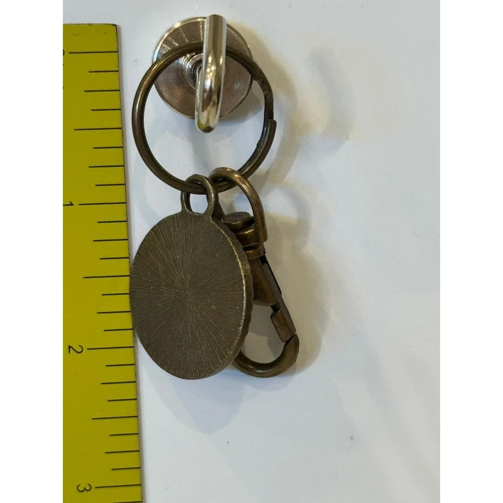 Vintage Bronze Soccer Ball Keychain Sports Bag Tag Lobster Clasp Swivel Hook